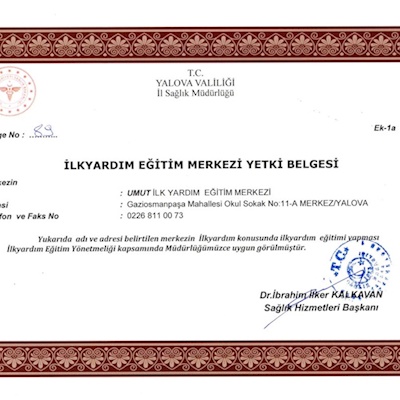 UMUT İLK YARDIM MERKEZİ İL SAĞLIK MÜDÜRLÜĞÜNCE TESCİL EDİLDİ 12/04/22